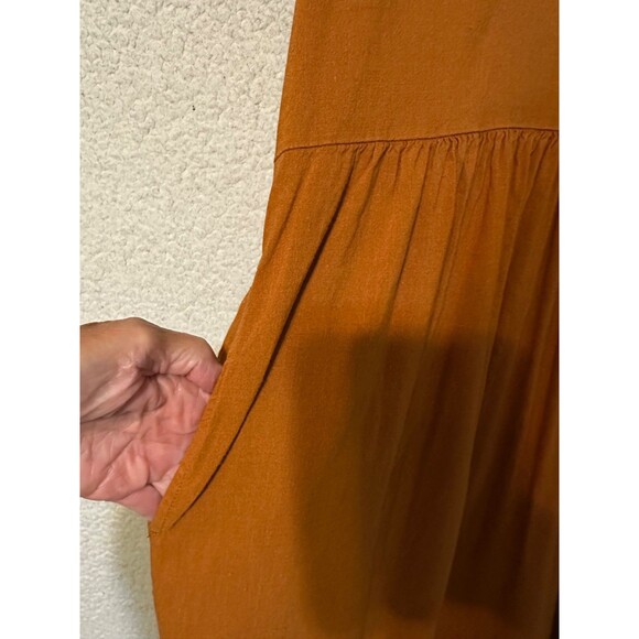 Lou & Grey Womens‎ Size Small Linen Blend Dress Oversized Pockets Rust Orange - Picture 3 of 10